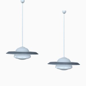 Large Bauhaus Art Deco Pendant Lights, 1930s, Set of 2