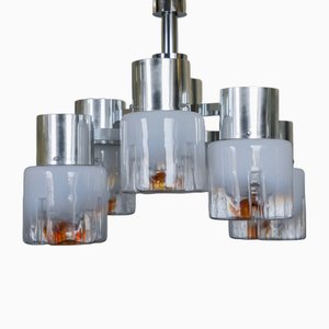 Lampadario vintage in vetro di Murano attribuito a Toni Zuccheri per Mazzega, anni '70