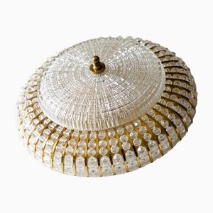 Vintage Crystal Glass Ceiling Light attributed to Palme & Walter from Palwa, 1970s