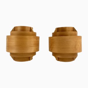 Lampade da parete V-327 in pino di Hans-Agne Jakobsson per Ab Markaryd, anni '60, set di 2