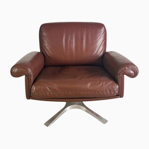 Poltrone Mid-Century DS31 in pelle marrone di de Sede