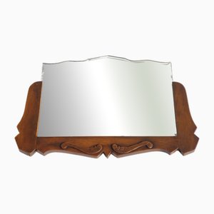 Antique Art Deco Dutch Beveled Mirror with Wooden Frame