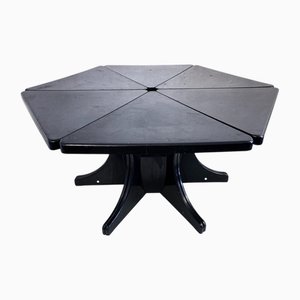 Tavolo da pranzo modulare a forma di triangolo in plastica nera di Peter Ghyczy, anni '70