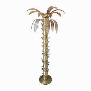Lampada da terra Palmera in vetro di Murano trasparente, Murano, anni '80
