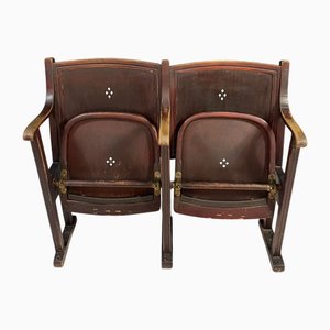 Vintage Kinostühle aus gebogenem Sperrholz & Furnier, Tschechoslowakei, 1970er, 2er Set