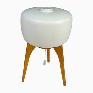 Lampada da terra grande in legno e vetro smerigliato di Uluv, Cecoslovacchia, anni '60