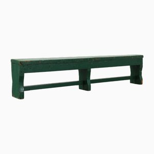 Panca rustica Primitive Green in quercia, Francia, inizio XX secolo
