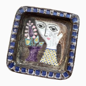 Face Illustration Ceramic Bowl by Mari Simmulson for Upsala Ekeby, Sweden, 1960s