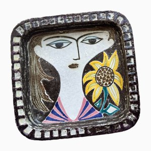 Face Illustration Ceramic Bowl by Mari Simmulson for Upsala Ekeby, Sweden, 1960s