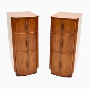 Commodes de Chevet Art Déco en Noyer, 1930, Set de 2
