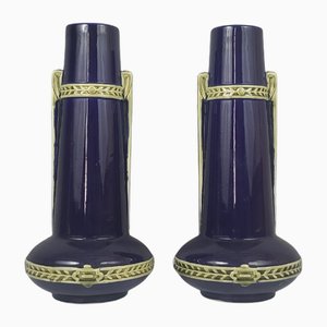 Art Nouveau Earthenware Vases by Gustave De Bruyn, 1890s, Set of 2