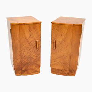 Art Deco Burr Walnut Bedside Tables, 1930, Set of 2