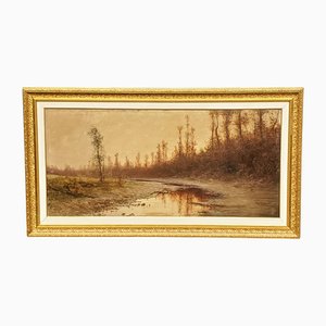 Giacinto Bo, Landscape, Late 1800s, Oil on Canvas, Framed