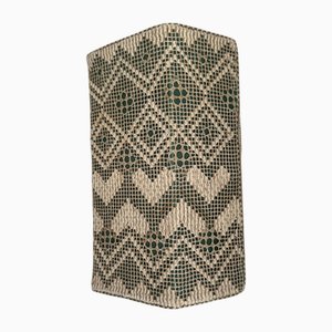 Vintage Swedish Embroidered Linen Wall Lamp