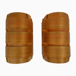 Lampade da parete V-155 in pino di Hans-Agne Jakobsson per Ab Markaryd, anni '60, set di 2