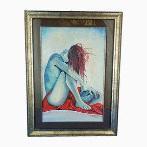 Francesco Massarutto, Portrait de Femme Nue, 1971, Huile sur Toile