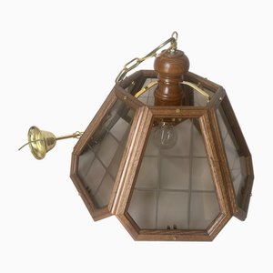 Wood and Glass Hanging Lamp, 1991