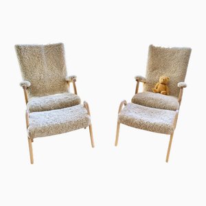 Fauteuils Benno Vintage avec Ottomanes de Ikea, 1970s, Set de 4