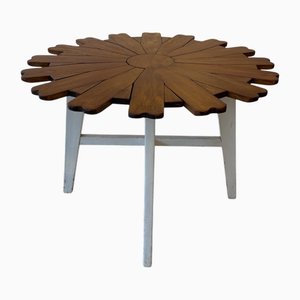 Mesa de comedor danesa vintage de teca y roble, años 70