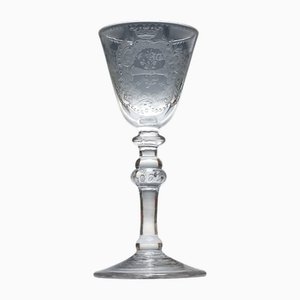 Copa de vino antigua con balaustre grabado, 1750