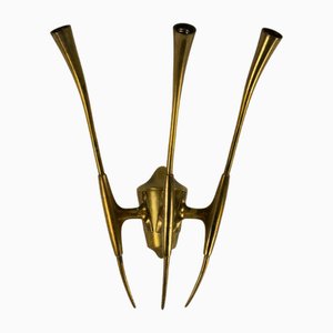 Single Brass Wall Sconce by Oscar Torlasco for Lumi Milano, Italy, 1950s