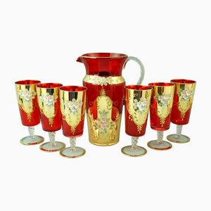 Servicio vintage de cristal de Murano soplado de Manifattura Di Murano, años 50. Juego de 7