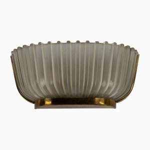 Single Art Deco Seguso Sconce in Brass and Glass, Italy, 1940s
