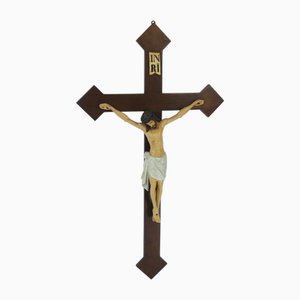 Großes antikes Kruzifix aus Holz