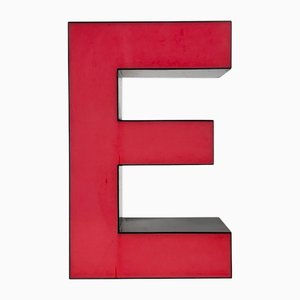 Vintage Red Illuminated Letter E, 1970s