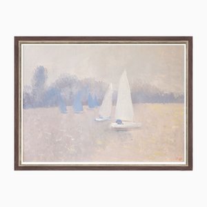 Bernard Myers, Dingy Sailing on the Thames, 1990s, Oil on Canvas