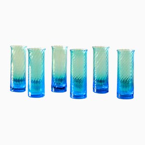 Vasos de agua de Murano vintage en forma de remolino, años 70. Juego de 6