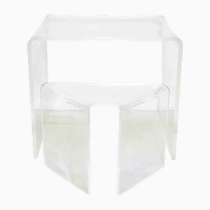 Acrylic Glass Dressing Table with Stool, 1970, Set of 2