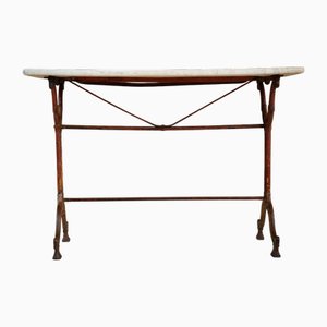 Französischer Gartentisch aus Gusseisen & Marmor