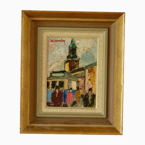 Wilhelm Henning, Street, 1960s, Oil on Panel, Framed