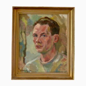 G. Cannlivio, Portrait of the Man, 1960s, Oil on Panel, Framed