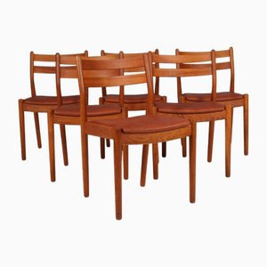 Sedie da pranzo in quercia e pelle di Poul Volther per FDB, anni '70, set di 6