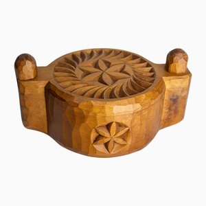 French Hand-Carved Salt Box in Cembro Pine, 1950