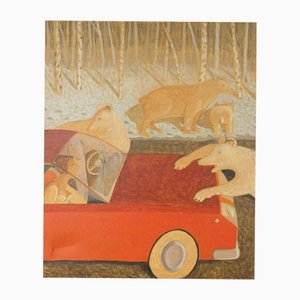 Alberto Gallerati, On the Road to the Birch Forest, Oil on Canvas, 1970s