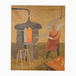 Alberto Gallerati, La vidriera de Murano, óleo sobre lienzo, años 70