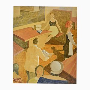 Alberto Gallerati, En la pastelería, óleo sobre lienzo, años 70