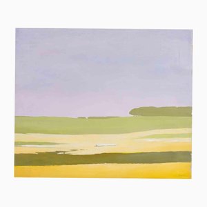 Gino Guida, Trunk in the Meadow, Oil Painting, 1980s