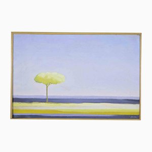 Gino Guida, The Yellow Tree, Oil Painting, 1980s