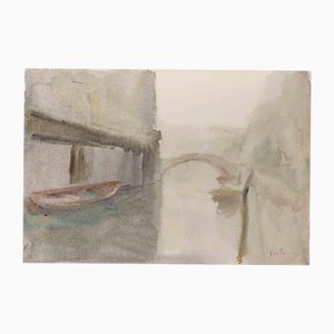 Carlo Ragnan, Aquarelle, Vue de Venise, 1970s