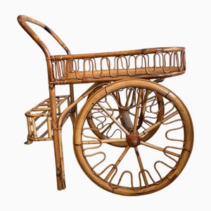 Vintage French Riviera Bamboo Cart, 1950s