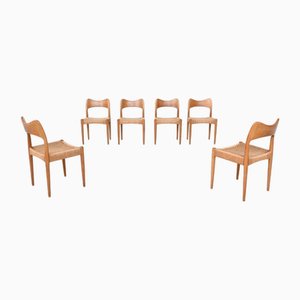 Vintage Dining Chairs in Oak by Arne Hovmand Olsen, 1960, Set of 6