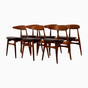 CH33 Teak Esszimmerstühle von Hans J. Wegner für Carl Hansen & Søn, 6 . Set