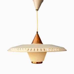 Vintage Enamel Opaline Glass Pendant Lamp from Louis Kalff