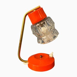 Small Orange Desk Lamp with Clear Crystal Glass Shade