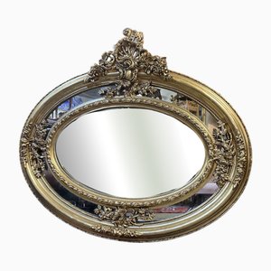 Grand Miroir Section Ovale en Bois Doré