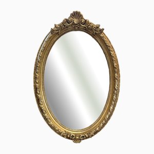 Miroir Ovale en Bois Doré